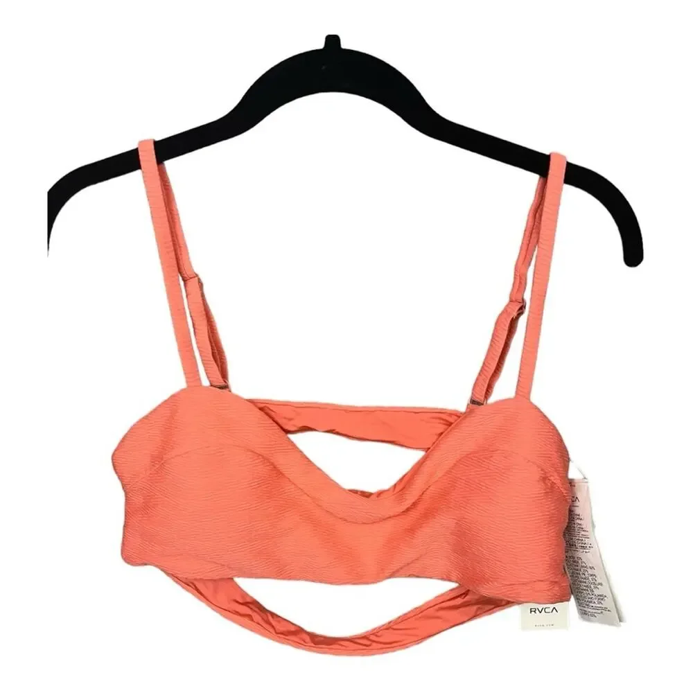 RVCA La Jolla Bikini Top in‎ Coral Size Large NWT